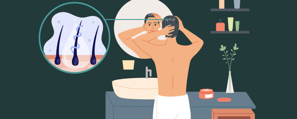 Man maintaining his hair to avoid hair loss